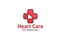 heart care logo design with cross