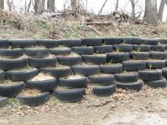 a pile of tires stacked on top of each other