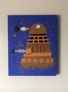 a painting on the wall of a doctor who appears to be floating in space with other objects