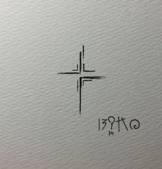 the cross is drawn in black ink on white paper