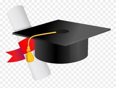 a graduation cap and tassel with a red ribbon on the side, transparent background