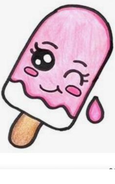 an ice cream with pink icing on it and a crying face drawn in the middle