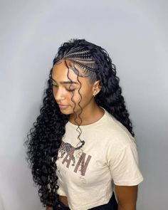 Explore this chic style where artistic braids crown the head, leading into soft, lively curls that bounce with every step. It's a perfect showcase of braiding artistry paired with the charm of natural curls. Notice the playful curly tendril by the face? Click to see our gallery and follow us on Pinterest for more delightful ideas! ** Photo Credit: Instagram @helen_trancas Curly Hairstyles With Braids, Braids Crown, Lilo Pelekai, Hairstyles With Braids, Afro Braids, Biracial Hair, Braids Ideas, Curly Hair Braids, Braided Hairstyles For Black Women Cornrows