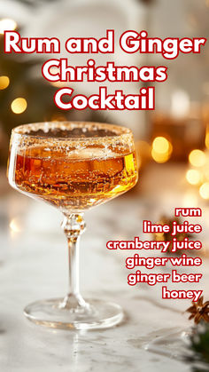 Rum and Ginger Christmas Cocktail Rum Rum Rudolph Cocktail, Ginger Beer Christmas Cocktail, Spiced Rum Drinks Easy, Rum Christmas Cocktails, Holiday Rum Drinks, Rum Mule, Rum Drinks Easy, Spiced Rum Drinks, Ginger Ale Drinks