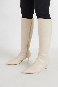 Shop LTS Ivory White Faux Leather Knee High Heeled Boots In Standard Fit at Yours Clothing. Discover women’s plus size clothing in sizes 10-36 with fast delivery. Signature Styles, Wide Width Boots, High Heeled Boots, Pu Boots, Party Dress Sale, Knee High Heels, High Heel Boots Knee, Long Tall Sally, Wide Fit Shoes