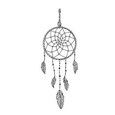 a black and white drawing of a dream catcher