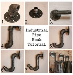 the instructions for how to install an industrial pipe hook on a wall or ceiling fixture