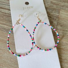 Nwt. Approximate Measurements Are Given In The Pictures. Let Me Know If You Have Questions. Like This Item To Receive A Discount Offer Or Your Own Offer Is Always Welcome. I Do My Best To Ship The Next Business Day. Multicolor Teardrop Hoop Earrings Gift, Multicolor Teardrop Hoop Earrings, Multicolor Teardrop Clip-on Earrings As Gift, Cheap Red Hoop Earrings With Colorful Beads, Adjustable Rainbow Hoop Earrings With Colorful Beads, Rainbow Beads, Red Gold, J Crew, Beaded Earrings