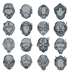 an image of various masks drawn in black and white