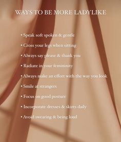 a poster with the words ways to be more ladylike on it's side