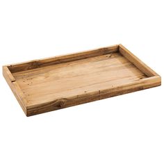 an empty wooden tray on a white background