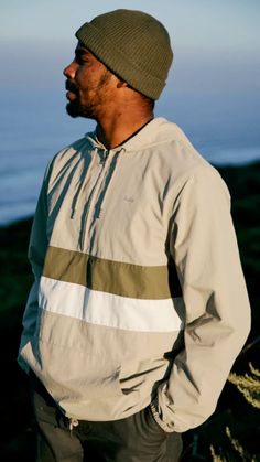 The Sunline Jacket is a 100% Nylon zip-down made from a canvas shell that offers a custom polyester soft mesh body liner, 1/4 zip, and drawstring waist. Men's Outerwear, Kangaroo Pouch, Mens Outerwear, Drawstring Waist, Pocket Pouch, Pouch