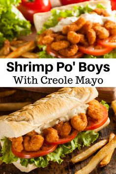 shrimp po'boys with criole mayo and lettuce on the side