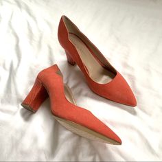 Nwt Coral Red Pointed Heels. Perfect For All Outfits. Gives A Subtle Pop Of Color. Completely New And Unused. Box Is Included! Bundle 2+ To Save Red Fitted Block Heel Shoes, Fitted Red Block Heels, Red Court Shoes With Reinforced Block Heel, Red Block Heel Shoes, Red Heels With Sculpted Heel And Medium Width, Red Heels With Sculpted Heel For Office, Red Medium Width Heels For Office, Orange Pointed Toe Heels With Sculpted Heel, Spring Red Court Shoes With Branded Heel