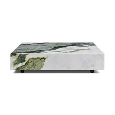 a white and green marble coffee table with black legs