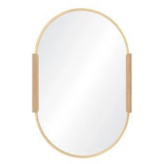 a round mirror with a wooden frame and an oval mirror in the middle, on a white background