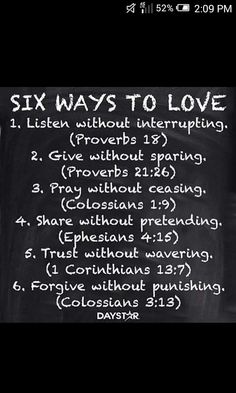 six ways to love written on a blackboard