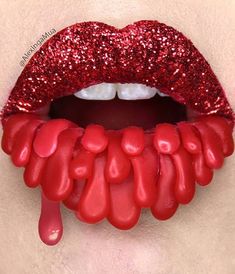 # Red Glittering ✨ Lips Lip Aesthetic, Pop Art Lips, Lipstick Style, Lip Art Makeup, Extreme Makeup, Lipstick Designs, Beautiful Lipstick, Love Lips, Lipstick Art