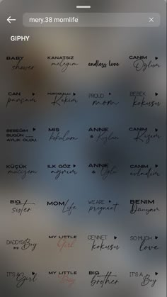 an iphone screen with many different handwritings on it