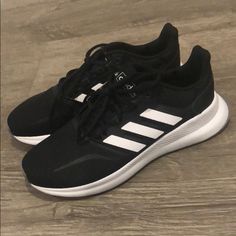 Adidas Runfalcon Core Black Footwear White Size 7 Comfortable Black Running Shoes For Everyday Use, Black Comfortable Running Shoes For Errands, Comfortable Black Running Shoes For Errands, Casual Black Running Shoes For Errands, Casual Black Running Shoes, Adidas Ultra Boost White, Adidas Gazelle Pink, Adidas Superstar Pink, Black Casual Shoes