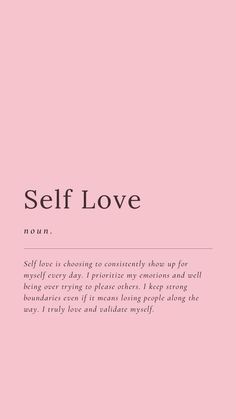 a pink book cover with the words self love on it