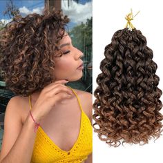 PRICES MAY VARY. GoGo Curl Crochet Hair: A new protective hairstyle, curly crochet hair for black women. Hair Material: GoGo curl crochet hair is made of high quality fiber exclusively developed to resemble the touch and feel of human hair. Soft and skin friendly, smooth and lightweight, no smell, looks natural and easy to install. Hair Details: Curly crochet hair for black women, 4 length available: 10inch, 12inch 14inch and 18inch. This gogo curl crochet hair has 18 roots/pack and 8pack in tot Deep Wave Crochet Hair, Curly Crochet Hair, Ocean Wave Crochet Hair, Water Wave Crochet, Wave Crochet, Hairstyle Curly, Hair Details, Beach Curls, Curly Crochet Hair Styles