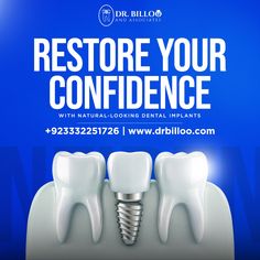 an advertisement for dental implants with the words restore your confidence on it