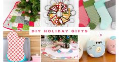 christmas gifts for the holiday season are on display in this collage with text that reads diy holiday gifts