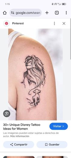 an image of a woman's tattoo on her left shoulder and the words, 30 unique disney tattoo ideas for women