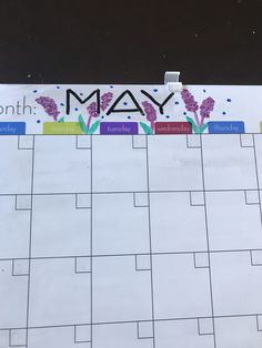 a calendar with the words may on it