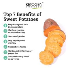 sweetpotato, supportsdigestion, supportshealthysugarlevel, ketogensuperfoods Health Benefits Of Sweet Potatoes, Sweet Potato Benefits Health, Sweet Potatoes Benefits, Benefits Of Sweet Potato, Sweet Potato Health Benefits, Potato Benefits, Floyd Leg, Sweet Potato Nutrition