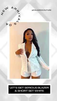 Shine bright in our White Sparkling Sequin Blazer Shorts Set from Palazzo Couture Online! Perfect for any glamorous occasion, this dazzling set combines sophistication and sparkle. Make a statement and turn heads with Palazzo Couture Online. ✨🤍 #PalazzoCoutureOnline #SparklingSequinSet #GlamorousStyle Chic White V-neck Sets, V-neck Party Sets For Spring, V-neck Sets For Night Out In Spring, Glamorous Long Sleeve Workwear Sets, White Fitted Party Sets, Fitted White Party Set, Fitted White Set For Party, V-neck Stretch Party Sets, Stretch V-neck Party Set