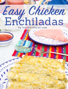 an easy chicken enchiladas recipe on a plate