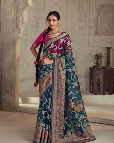 Teal Blue Stunning Pure Onyx Brasso Wedding Wear Saree, Saree for USA Women, Silk Saree, Pre Stitched Saree, Saree for Women, Saree, Sarees. - Etsy