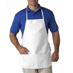 a man in an apron is standing with his hands on his hips