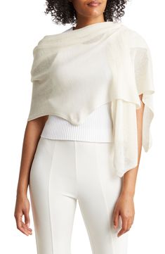 This light and airy oblong wrap is crafted from a luxe blend of silk and cashmere, making it a versatile staple perfect for any occasion. 80" x 22" 85% silk, 15% cashmere Dry clean Imported Elegant One-size Wraps For Fall, Chic Cashmere Shawl, Elegant Fall Wraps, Elegant Shawl Wraps For Layering, Elegant Shawl Wrap For Layering, Elegant Wrap Shawl For Layering, Elegant Shawl For Layering, Elegant Cashmere Shawl For Layering, Elegant Cashmere Wraps For Fall