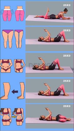 a woman doing an exercise on the floor with her arms and legs in different positions