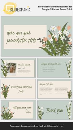 the front and back side of a powerpoint presentation template with flowers on it, including thank