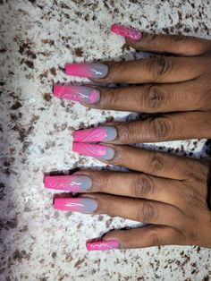 Pink And Grey Ombre Nails, Grey Ombre Nails, Pink Grey Nails, Grey Nails, Gray Nails, Grey Ombre, Ombre Nails, Pink Grey, Nail Art