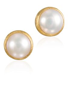 Gold & Pearl Earrings - Exquisite cultured pearls are bezel set in 22k gold in these elegant earrings. 18k gold posts. Peral Ear Rings, Pearl Tops Earrings, Pearl Studs Earrings Gold, Etsy Jewelry Rings, Tiktok Clothes, Pearl Earrings Studs, Button Pearl Earrings, Jewellery Styling, Pearl Tops