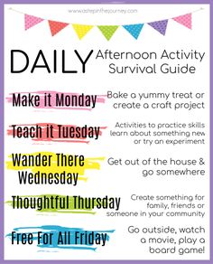 the daily activity guide for kids to make it monday