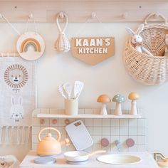 the kitchen is clean and ready to be used as a children's playroom