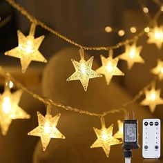 a string of star lights with remote controls