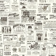 an old newspaper advertisement is shown in black and white, with many different types of advertisements