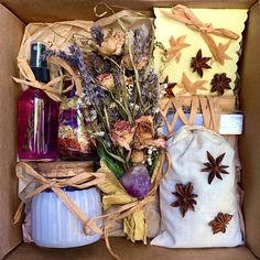 a box filled with lots of different types of flowers and other things to put in it