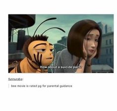 This movie is so wierd and stupid and inappropriate for kids cause ITS STUPID! ! Bee Movie Funny, Movie Funny, Road Work, Flirting Memes, Hilarious Memes