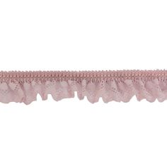 Roses are red, but this Primrose Pink Ruffled Lace Trimming is pink! With just shy of 100 percent stretch, this lace trim features a light pink stitched design along the top that resembles diamonds when stretched, from which point a ruffled lace design with circles descends in a playful, lighthearted display to create this one-inch trim. Due to the high stretch, this youthful trimming is great for an array of applications, from decorating dance costumes to adorning the hemlines, sleeves, and col Design With Circles, Pink Scrapbook, Roses Are Red, Mood Fabrics, Pink Ruffle, Lace Border, Lace Ruffle, Powder Pink, Red Lace