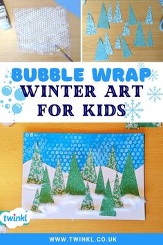 Bubble Wrap Winter Art For Kids Winter Art For Kids, Bubble Wrap Art, Forest Crafts, Winter Theme Preschool, Snowy Background, Storytime Crafts, Winter Activities Preschool, Painting Winter, Winter Activities For Kids