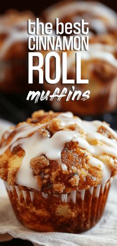 the best cinnamon roll muffins with white icing