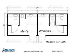 the floor plan for a men's and women's restroom in an apartment